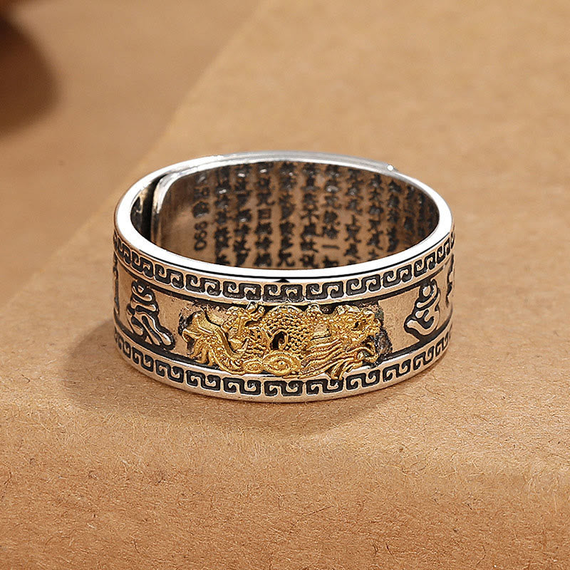 Anillo de cobre con Buddha Stones y diseño de dragón y sutra del corazón - image 4