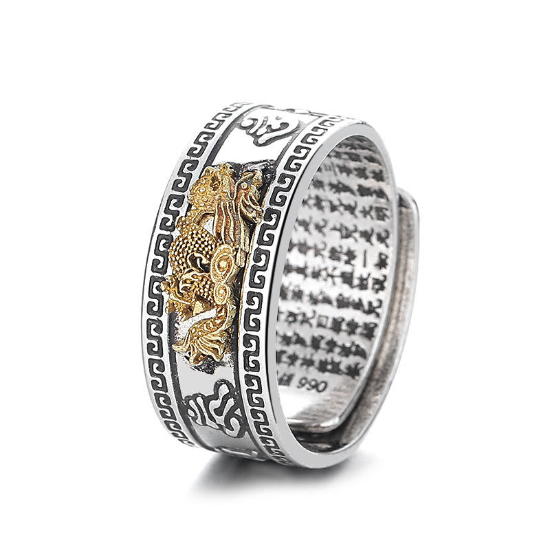Anillo de cobre con Buddha Stones y diseño de dragón y sutra del corazón - image 5