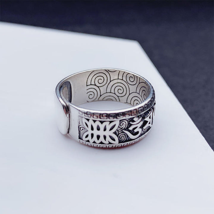 Anillo de riqueza ajustable de cobre con Om Mani Padme Hum y Buddha Stones - image 9