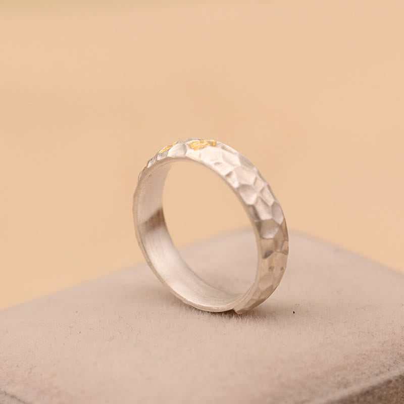 Anillo de la riqueza de plata bañada en cobre con diseño de martillo de Buddha Stones y Om Mani Padme Hum - image 16