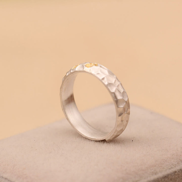 Anillo de la riqueza de plata bañada en cobre con diseño de martillo de Buddha Stones y Om Mani Padme Hum - image 16