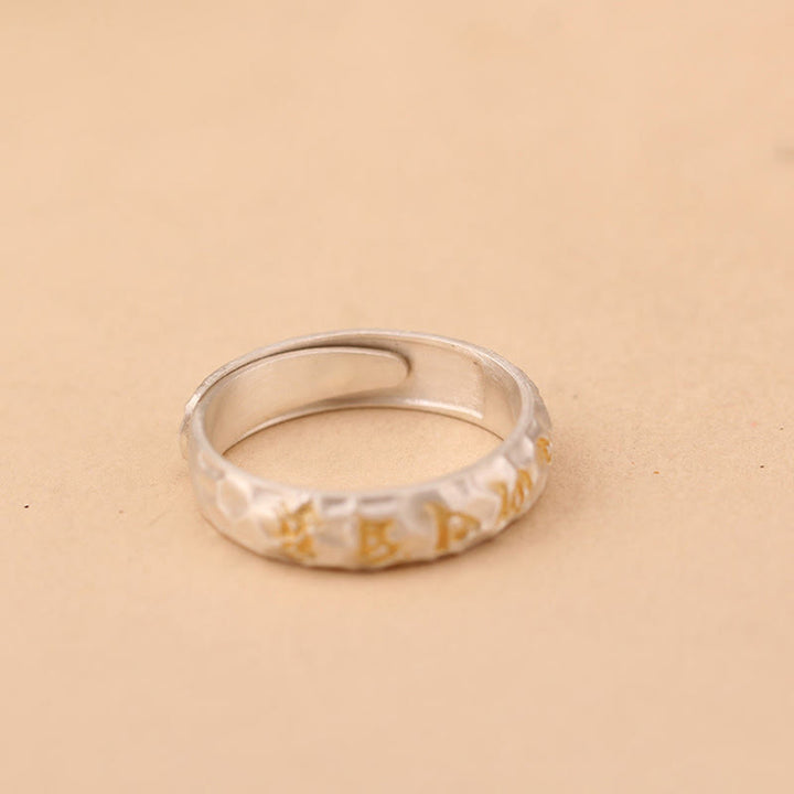 Anillo de la riqueza de plata bañada en cobre con diseño de martillo de Buddha Stones y Om Mani Padme Hum - image 17