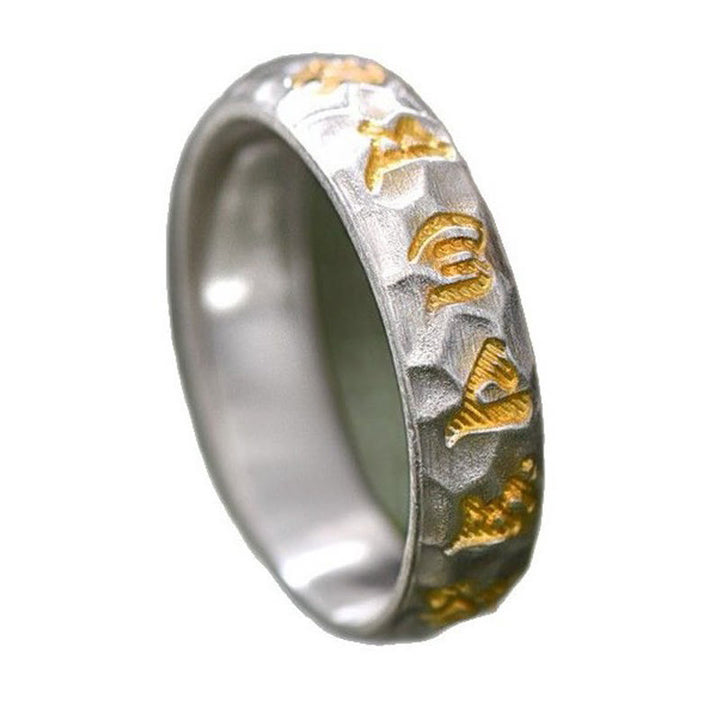Anillo de equilibrio Om Mani Padme Hum con diseño de martillo de plata de ley 999 y Buddha Stones - image 12