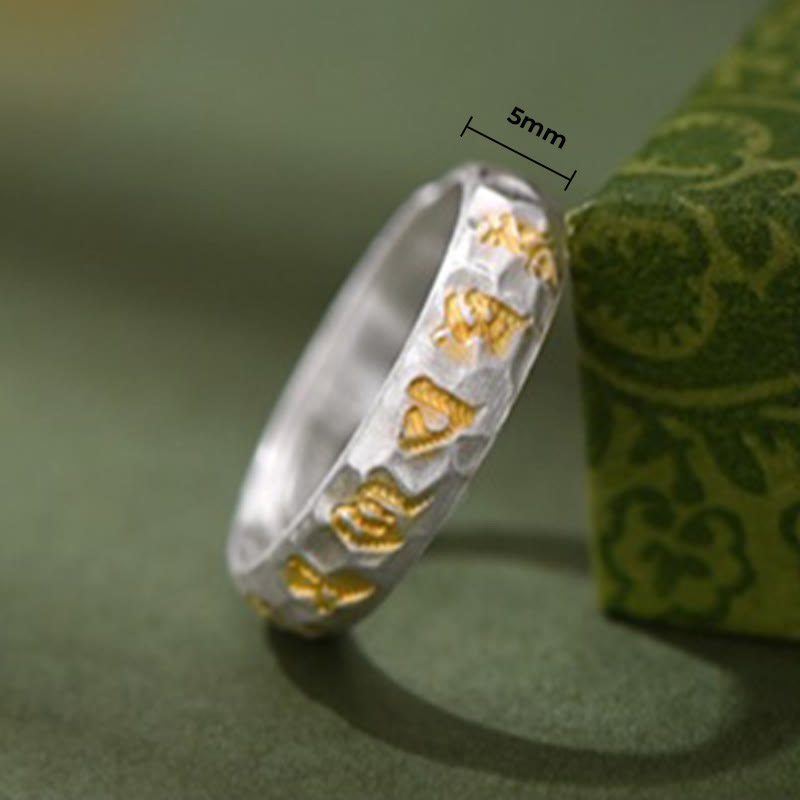 Anillo de equilibrio Om Mani Padme Hum con diseño de martillo de plata de ley 999 y Buddha Stones - image 10