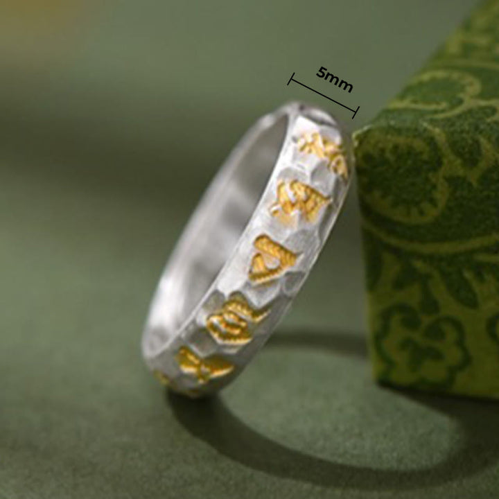 Anillo de equilibrio Om Mani Padme Hum con diseño de martillo de plata de ley 999 y Buddha Stones - image 10
