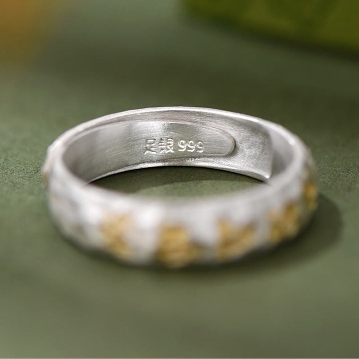 Anillo de equilibrio Om Mani Padme Hum con diseño de martillo de plata de ley 999 y Buddha Stones - image 8