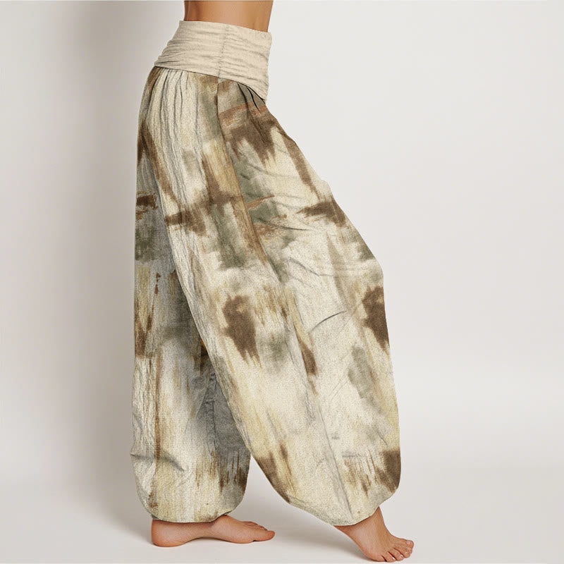 Pantalones Buddha Stones de algodón puro con diseño tie-dye y cintura elástica para mujer