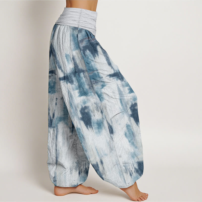 Pantalones Buddha Stones de algodón puro con diseño tie-dye y cintura elástica para mujer