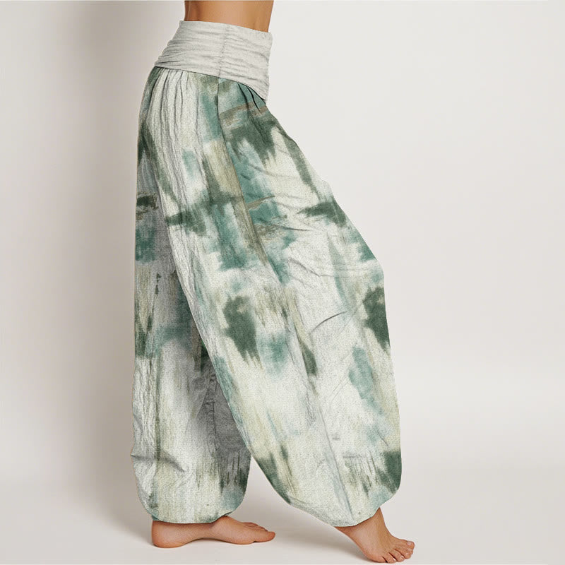Pantalones Buddha Stones de algodón puro con diseño tie-dye y cintura elástica para mujer