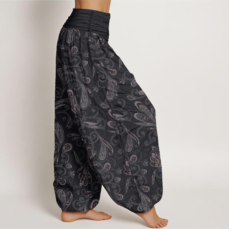 Pantalones Buddha Stones de algodón puro con diseño de pétalos de flores para mujer, cintura elástica