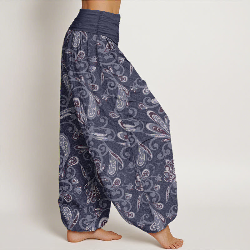 Pantalones Buddha Stones de algodón puro con diseño de pétalos de flores para mujer, cintura elástica