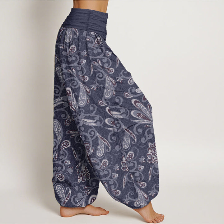 Pantalones Buddha Stones de algodón puro con diseño de pétalos de flores para mujer, cintura elástica