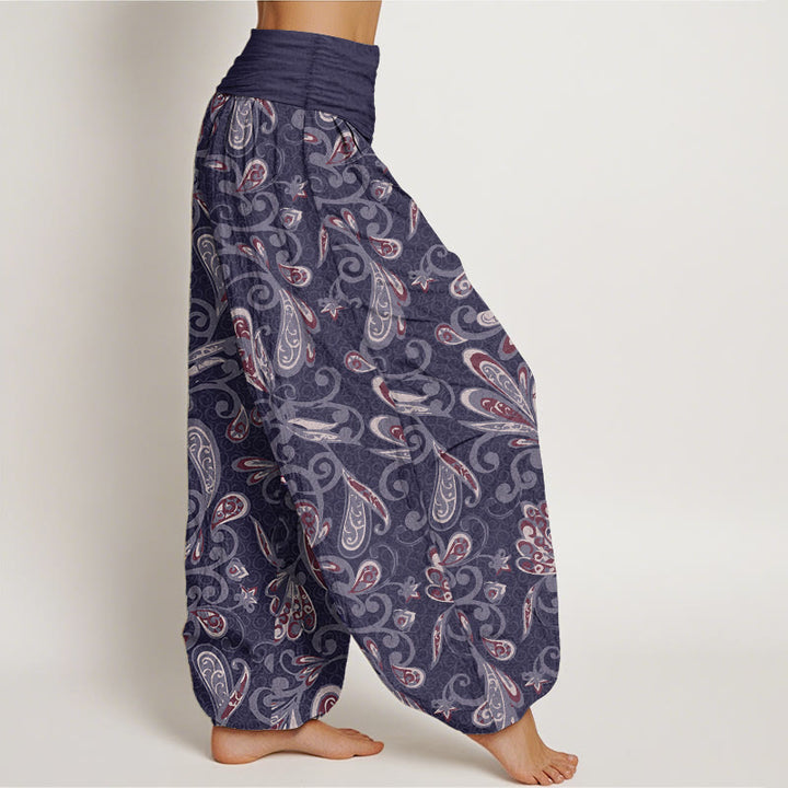 Pantalones Buddha Stones de algodón puro con diseño de pétalos de flores para mujer, cintura elástica