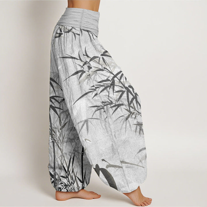 Pantalones harén de cintura elástica para mujer, informales, de algodón puro con Buddha Stones - image 2