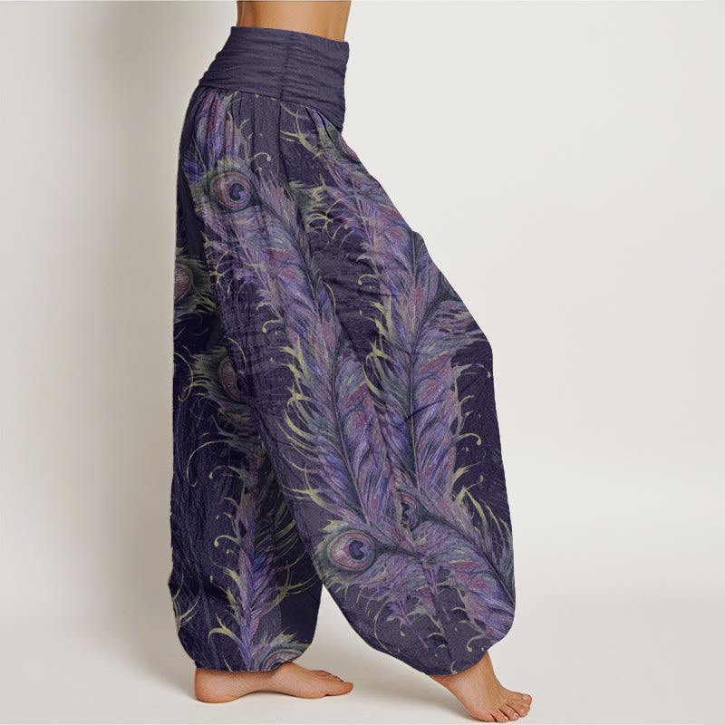 Pantalones Buddha Stones de algodón puro con estampado de fénix brillante para mujer, cintura elástica