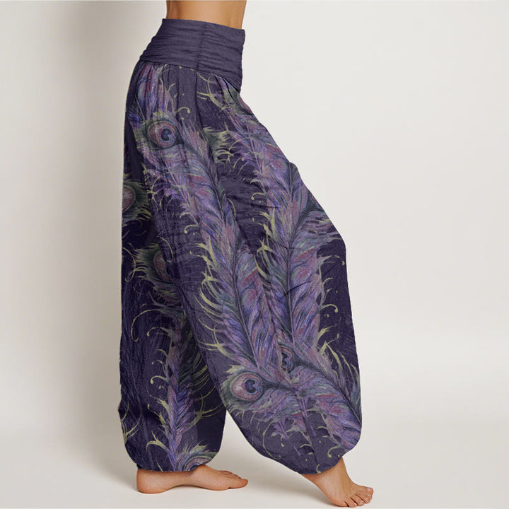 Pantalones Buddha Stones de algodón puro con estampado de fénix brillante para mujer, cintura elástica