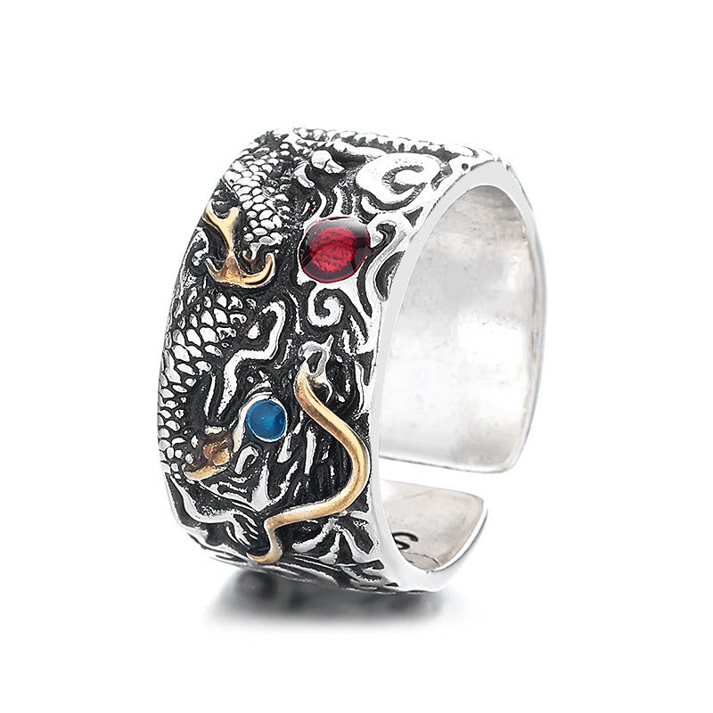 Anillo de equilibrio de plata bañada en cobre con diseño de dragón vintage de Buddha Stones - image 6