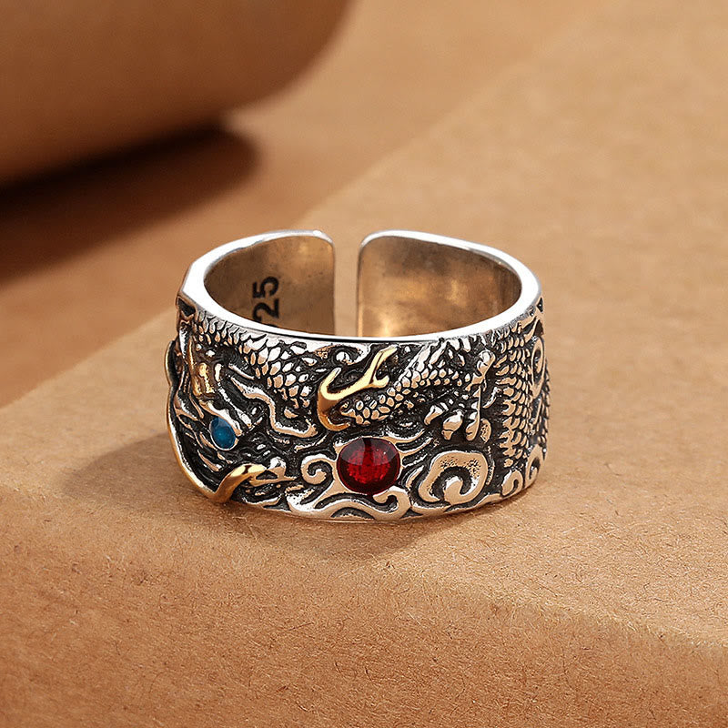 Anillo de equilibrio de plata bañada en cobre con diseño de dragón vintage de Buddha Stones - image 3