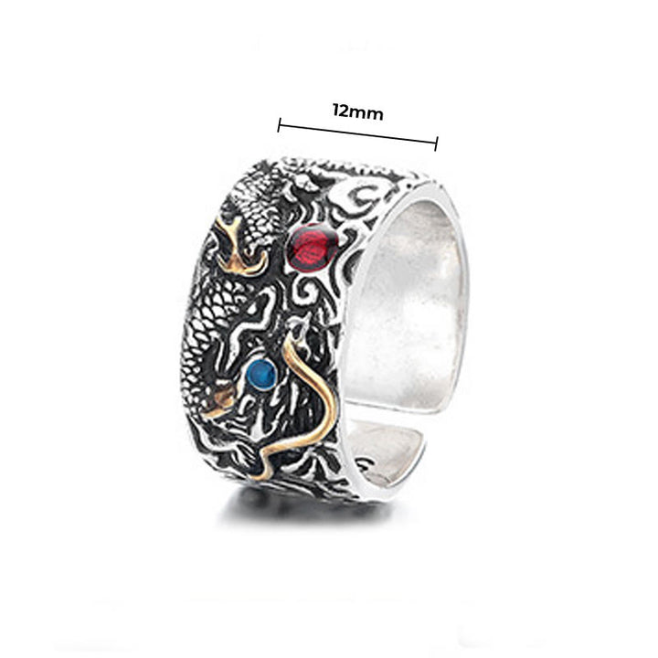 Anillo de equilibrio de plata bañada en cobre con diseño de dragón vintage de Buddha Stones - image 5
