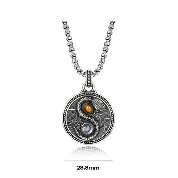 Collar con colgante de cobre con símbolo de riqueza, serpiente y yin y yang, de Buddha Stones - image 8