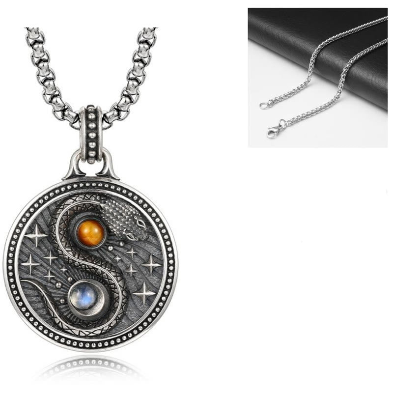Collar con colgante de cobre con símbolo de riqueza, serpiente y yin y yang, de Buddha Stones - image 9