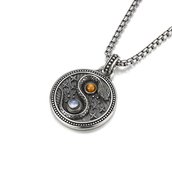 Collar con colgante de cobre con símbolo de riqueza, serpiente y yin y yang, de Buddha Stones - image 2
