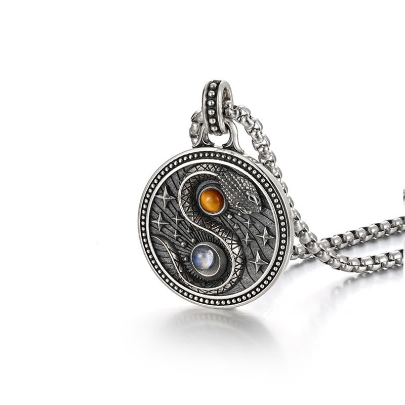 Collar con colgante de cobre con símbolo de riqueza, serpiente y yin y yang, de Buddha Stones - image 4