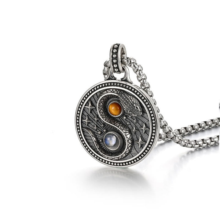 Collar con colgante de cobre con símbolo de riqueza, serpiente y yin y yang, de Buddha Stones - image 4