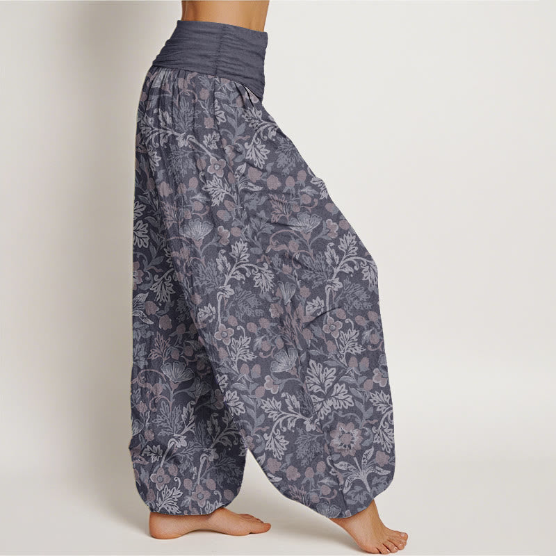 Pantalones Buddha Stones de algodón puro con estampado de flores y hojas de parra para mujer, cintura elástica - image 10