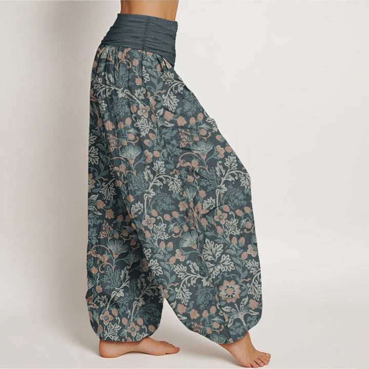 Pantalones Buddha Stones de algodón puro con estampado de flores y hojas de parra para mujer, cintura elástica - image 2