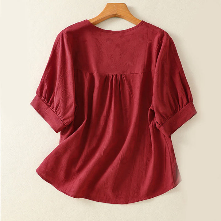 Conjunto de ropa de meditación Buddha Stones de 2 piezas: camisa de manga corta lisa para mujer, pantalones harem. - image 25