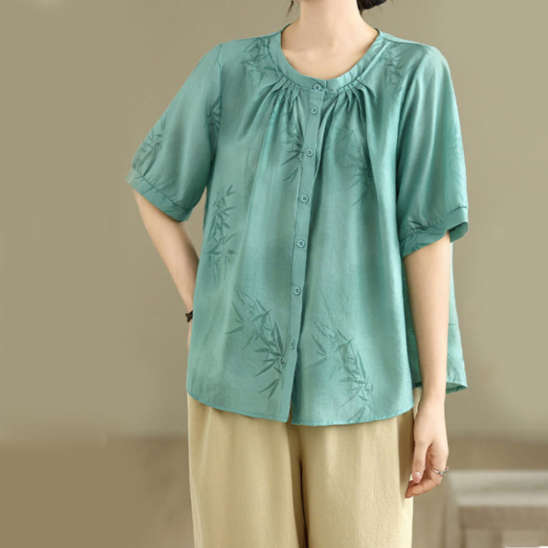 Conjunto de 2 piezas de camisa de manga corta y pantalones harén para mujer con Buddha Stones y ropa de meditación informal - image 7