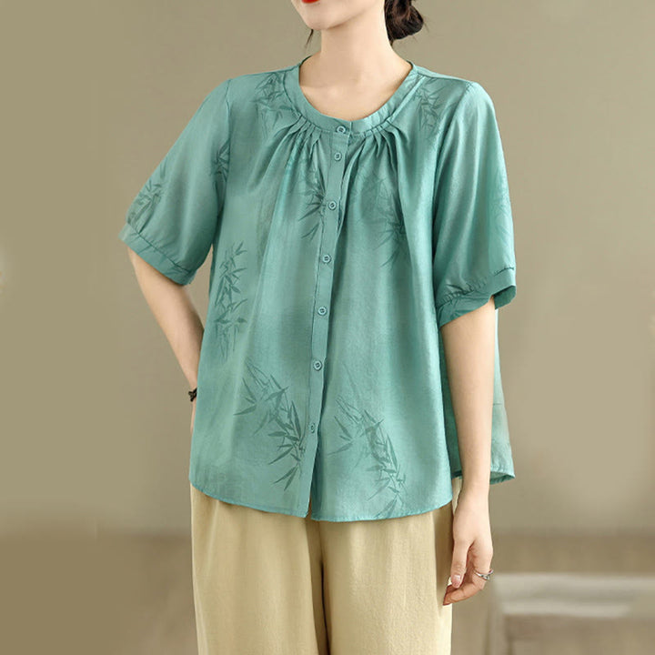 Conjunto de 2 piezas de camisa de manga corta y pantalones harén para mujer con Buddha Stones y ropa de meditación informal - image 5
