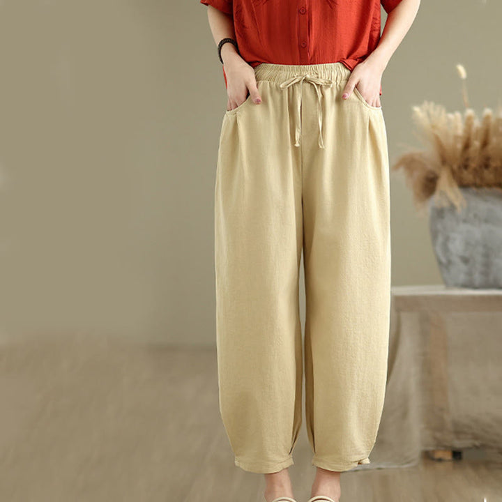 Conjunto de 2 piezas de camisa de manga corta y pantalones harén para mujer con Buddha Stones y ropa de meditación informal - image 13