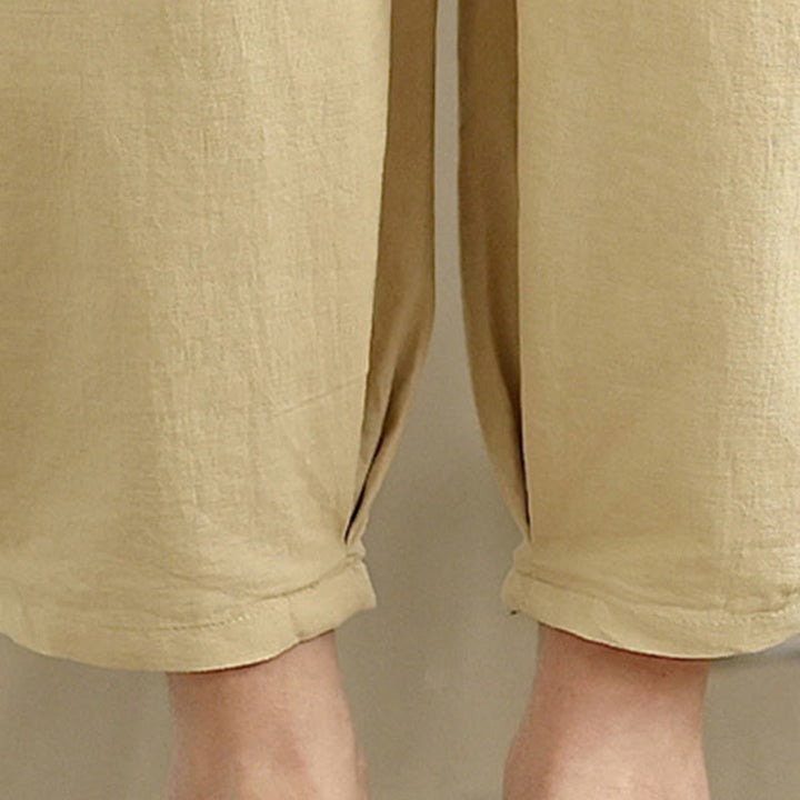 Conjunto de 2 piezas de camisa de manga corta y pantalones harén para mujer con Buddha Stones y ropa de meditación informal - image 26