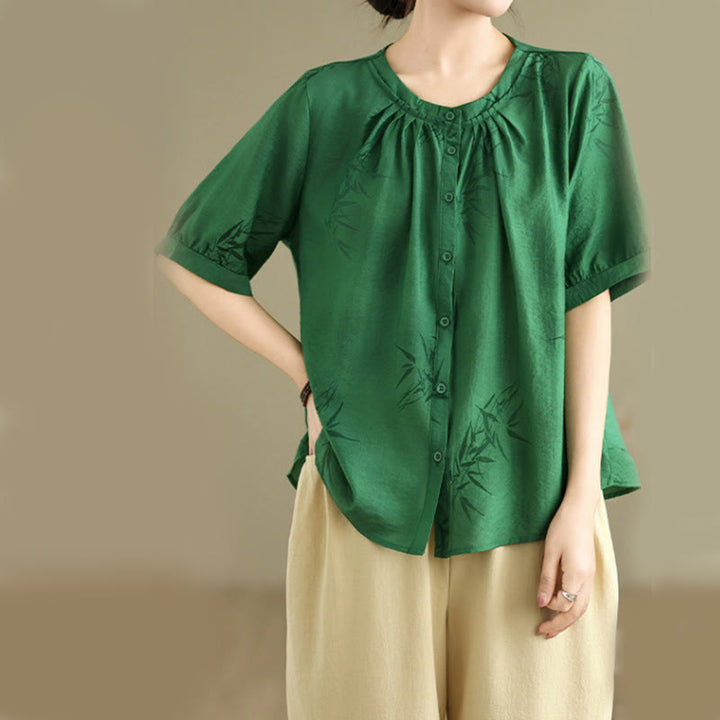 Conjunto de 2 piezas de camisa de manga corta y pantalones harén para mujer con Buddha Stones y ropa de meditación informal - image 24
