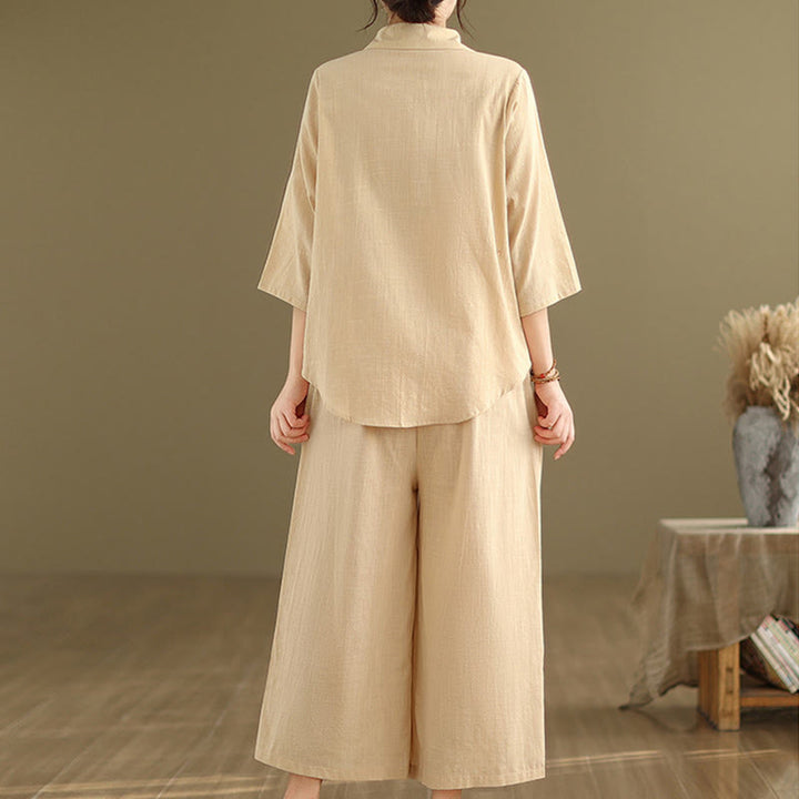 Conjunto de 2 piezas de ropa de meditación informal con cuello alto y pantalones holgados para mujer con Buddha Stones - image 5