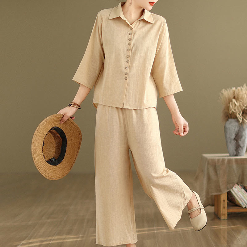 Conjunto de 2 piezas de ropa de meditación informal con cuello alto y pantalones holgados para mujer con Buddha Stones - image 3