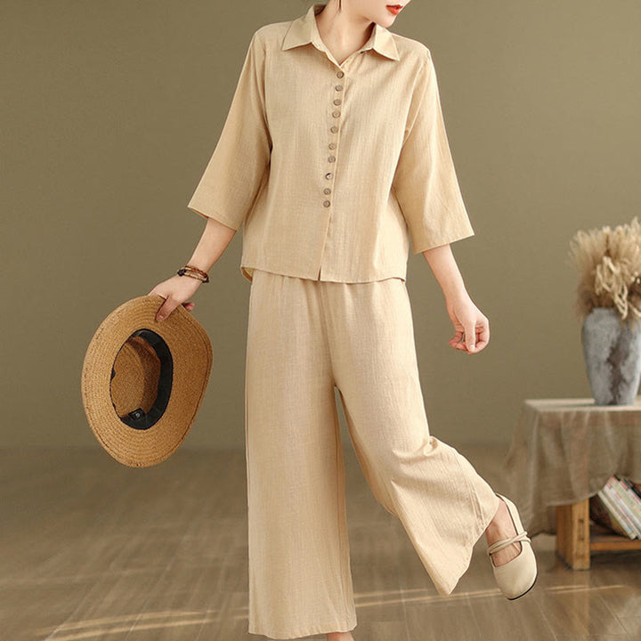 Conjunto de 2 piezas de ropa de meditación informal con cuello alto y pantalones holgados para mujer con Buddha Stones - image 3