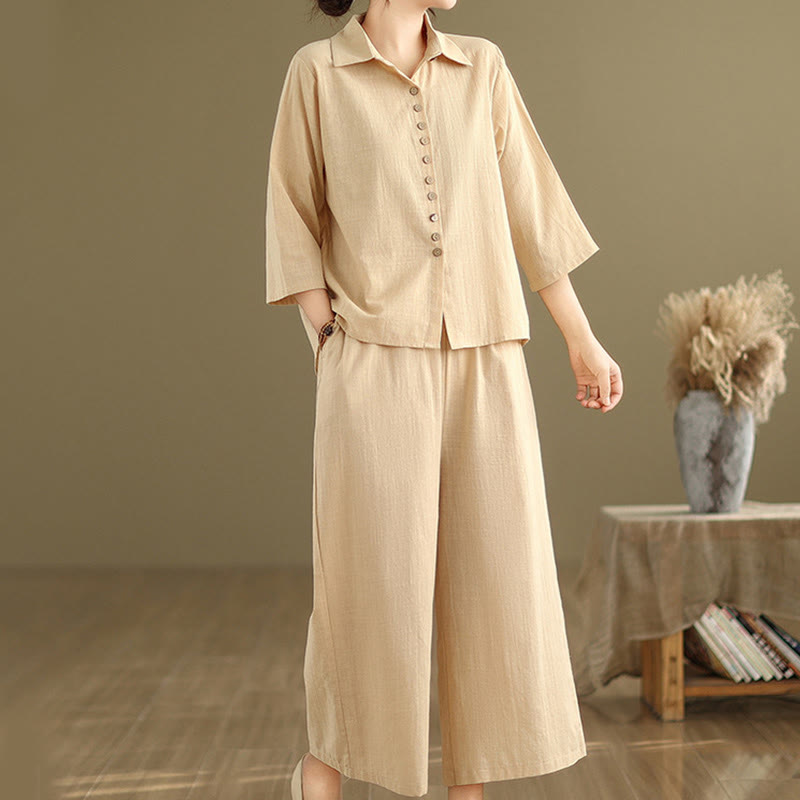 Conjunto de 2 piezas de ropa de meditación informal con cuello alto y pantalones holgados para mujer con Buddha Stones - image 4