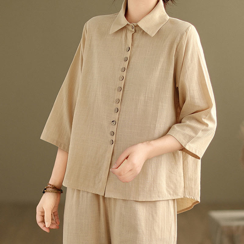 Conjunto de 2 piezas de ropa de meditación informal con cuello alto y pantalones holgados para mujer con Buddha Stones - image 6