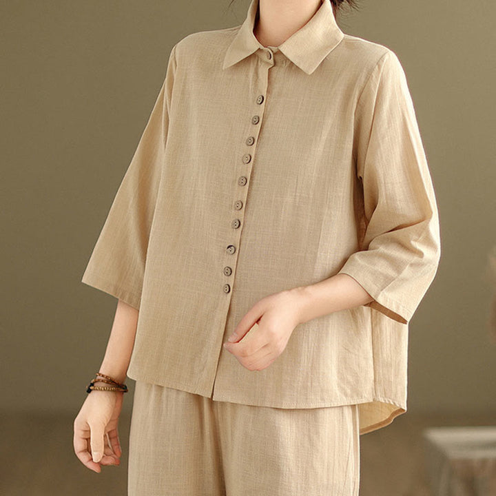 Conjunto de 2 piezas de ropa de meditación informal con cuello alto y pantalones holgados para mujer con Buddha Stones - image 5