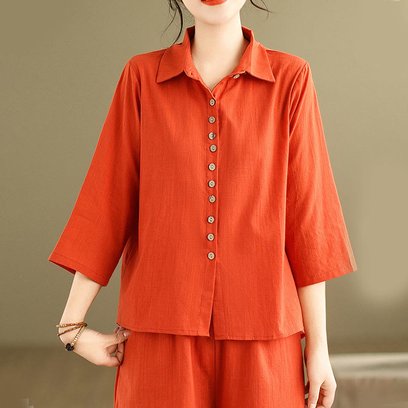 Conjunto de 2 piezas de ropa de meditación informal con cuello alto y pantalones holgados para mujer con Buddha Stones - image 16