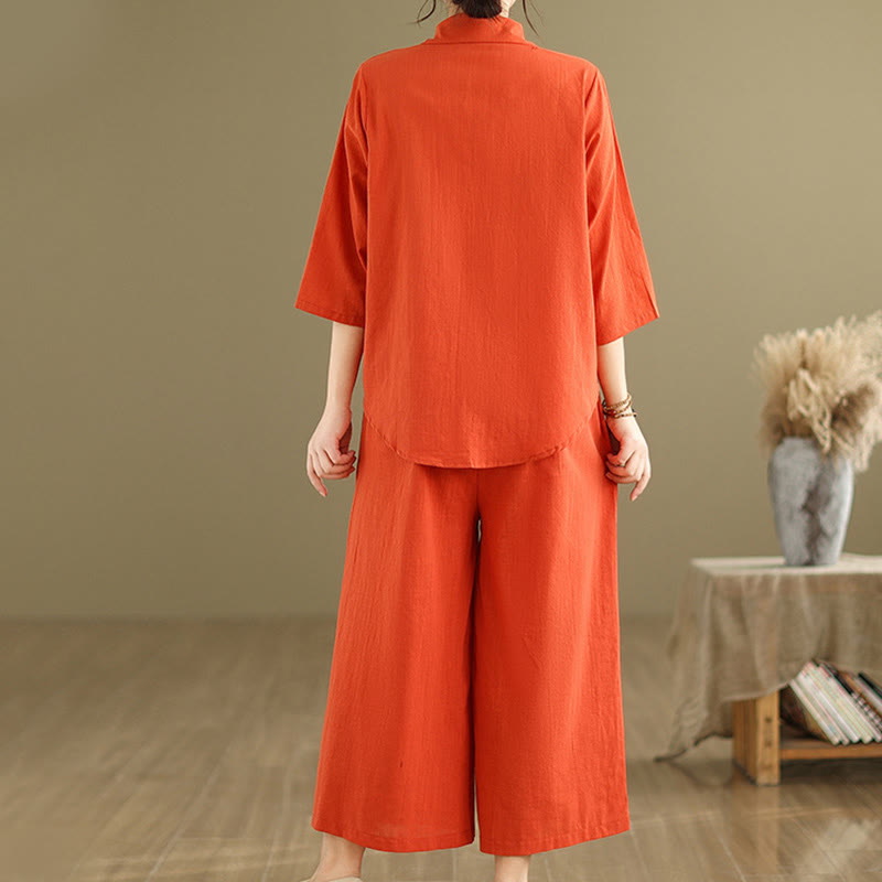 Conjunto de 2 piezas de ropa de meditación informal con cuello alto y pantalones holgados para mujer con Buddha Stones - image 11