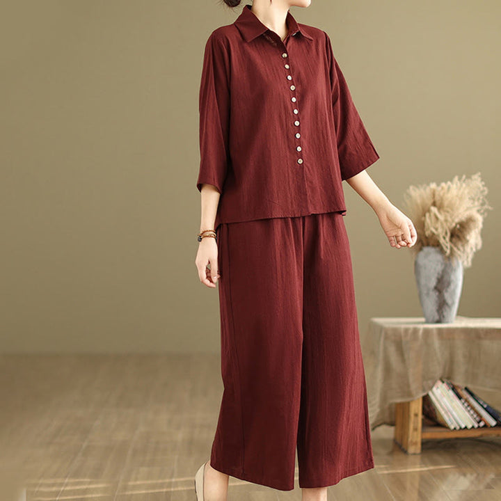 Conjunto de 2 piezas de ropa de meditación informal con cuello alto y pantalones holgados para mujer con Buddha Stones - image 23
