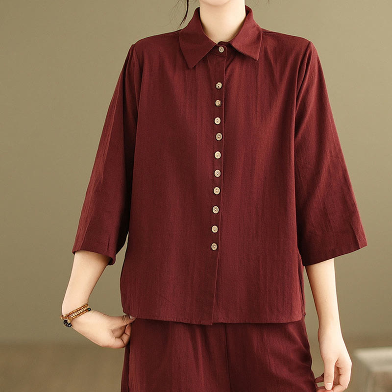 Conjunto de 2 piezas de ropa de meditación informal con cuello alto y pantalones holgados para mujer con Buddha Stones - image 25