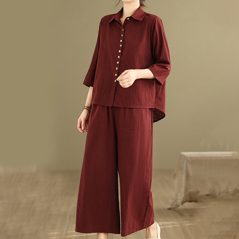 Conjunto de 2 piezas de ropa de meditación informal con cuello alto y pantalones holgados para mujer con Buddha Stones - image 24
