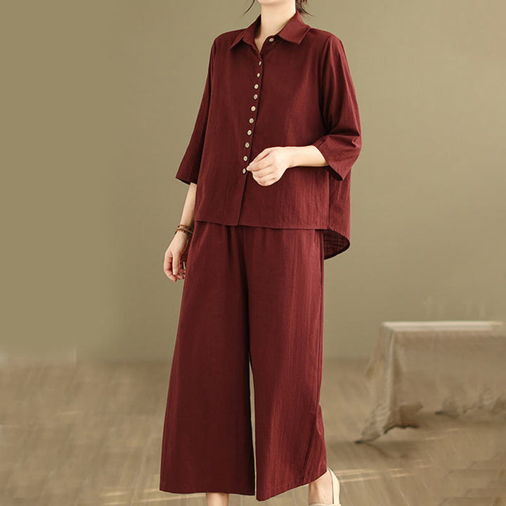 Conjunto de 2 piezas de ropa de meditación informal con cuello alto y pantalones holgados para mujer con Buddha Stones - image 24