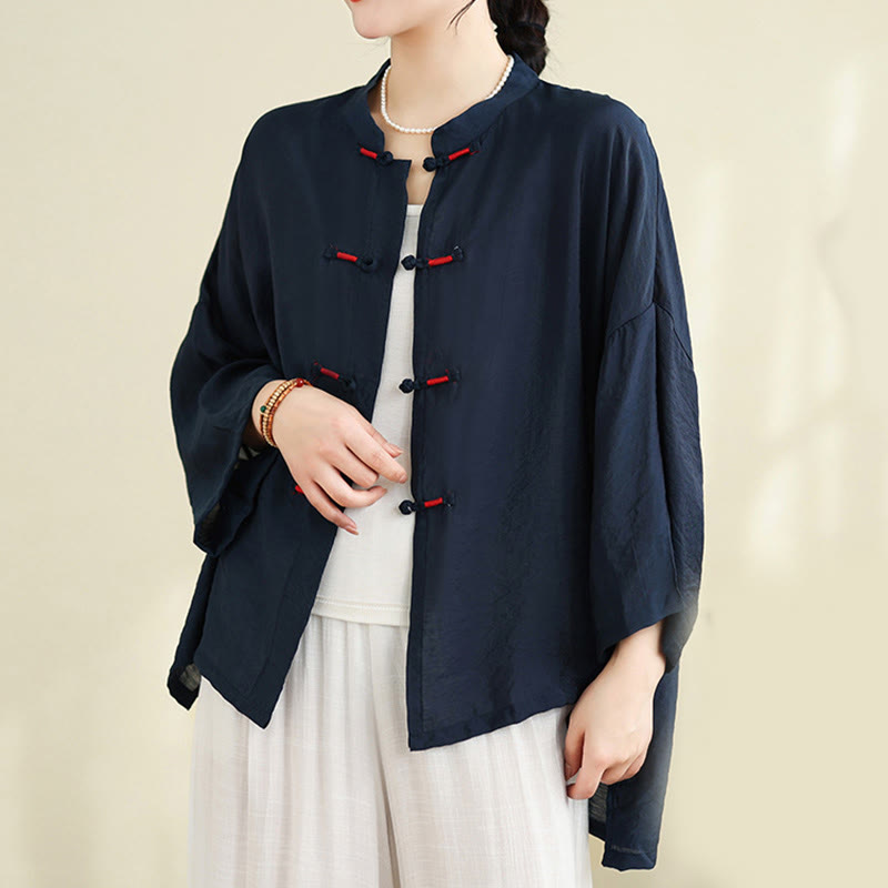 Conjunto de 2 piezas de camisa informal con botones de rana y pantalones holgados para meditación con Buddha Stones - image 5