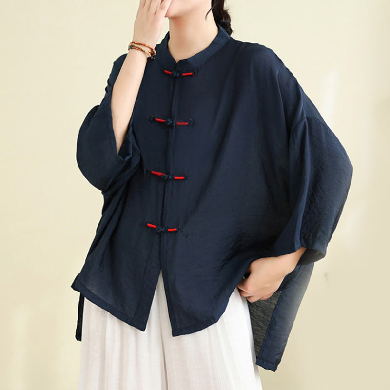 Conjunto de 2 piezas de camisa informal con botones de rana y pantalones holgados para meditación con Buddha Stones - image 6